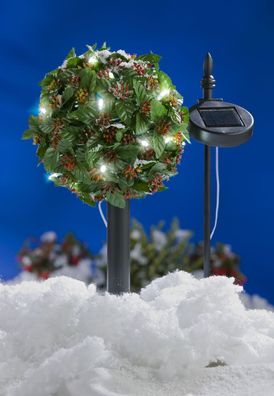 LED Solar-Bäumchen Ilex Stechpalme Gartenbeleuchtung Weihnachtsdeko Kunstpflanze