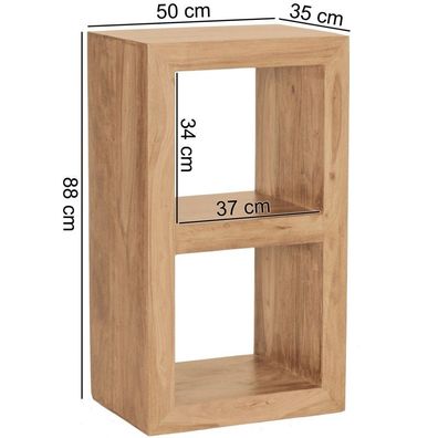 Wohnling Standregal MUMBAI Massivholz Akazie 88 cm hoch 2 Böden Design Holz-Regal Nat