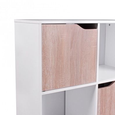 Wohnling Design Bücherregal MASSA Modern Holz Weiß mit Türen Sonoma Eiche Standregal