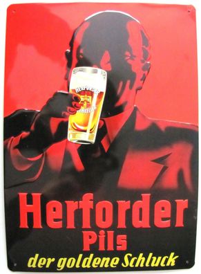 Herforder Brauerei - Herforder Pils der goldene Schluck - Blechschild 20 x 30 cm