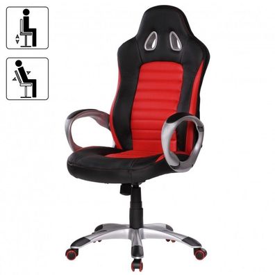Amstyle Bürostuhl SPA Rot Gaming Chefsessel mit Armlehne gepolstert 110 kg Sport-Sitz