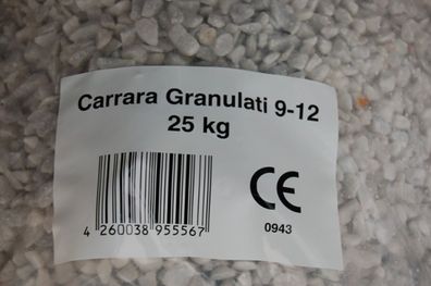 Marmorsplitt 25 Kg 9-12mm Carraca Granulat kies (Kg=0,40€)