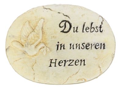 Grab-Spruchstein mit Aufschrift oval Grabschmuck Gedenkstein Grabdekoration