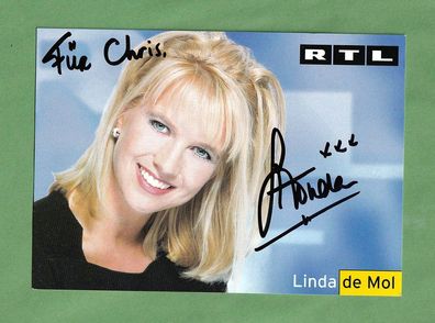 Linda de Mol ( niederländische Showmasterin ) - Originalautogrammkarte pers. signiert