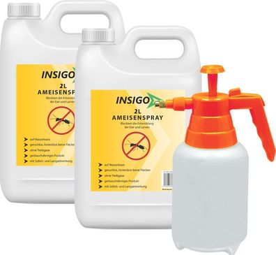 INSIGO 2x2L + 2L Sprüher Ameisenspray Ameisenmittel Ameisengift gegen Ameisen Schutz