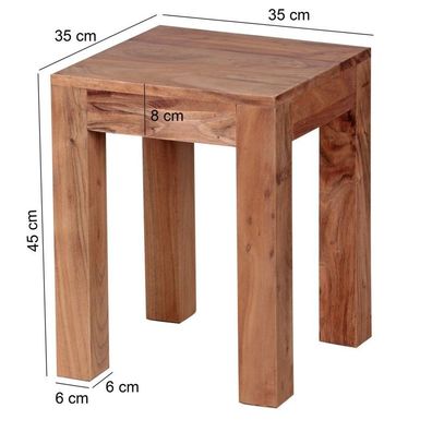 Wohnling Beistelltisch MUMBAI Massiv-Holz Akazie 35 x 35 cm Wohnzimmer-Tisch Design d