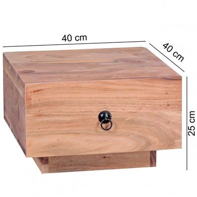 Wohnling Design Nachttisch MUMBAI Massiv-Holz Akazie 40x40x25 cm | Moderne Nacht-Komm