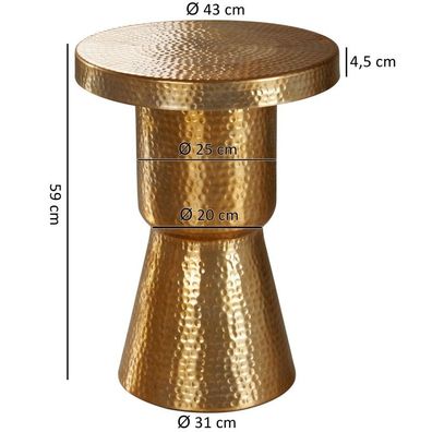 Wohnling Design Beistelltisch 43x59x43 cm Aluminium Gold | Dekotisch orientalisch run