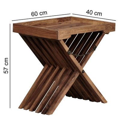Wohnling Beistelltisch MUMBAI Massivholz Sheesham Design Klapptisch Serviertablett un