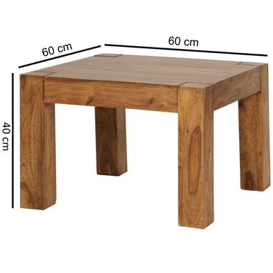 Wohnling Couchtisch Massiv-Holz Sheesham 60 cm breit Wohnzimmer-Tisch Design dunkel-b