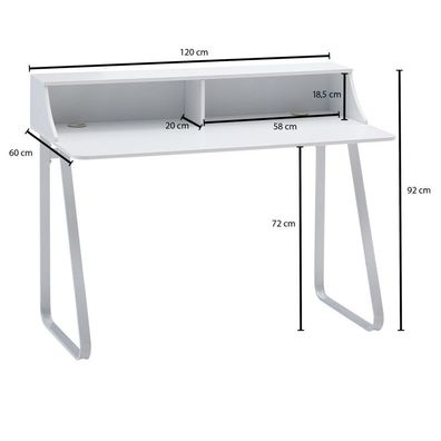 Wohnling Schreibtisch 120x60x90 cm Computertisch Weiß Modern mit Ablage | Design Büro