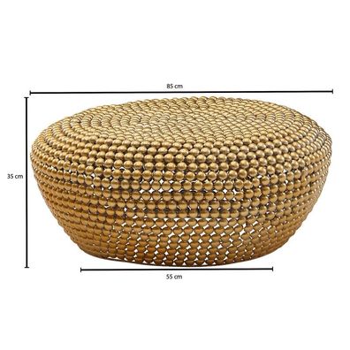 Wohnling Couchtisch Aluminium Gold 85x85x35 cm Wohnzimmertisch Metall Rund | Designer