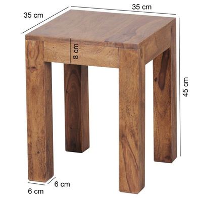 Wohnling Beistelltisch MUMBAI Massiv-Holz Sheesham 35 x 35 cm Wohnzimmer-Tisch Design