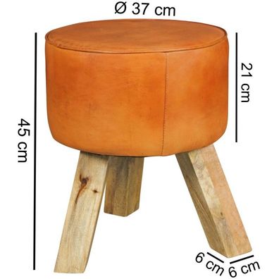 Wohnling Design Sitzhocker WL5.102 Holz 37x45x37 cm Modern Fußhocker Rund | Turnbock
