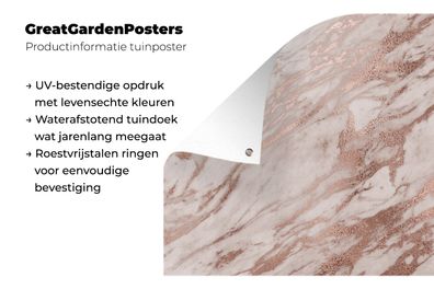 Gartenposter - 50x50 cm - Marmor - Rose - Gold - Rosa (Gr. 50x50 cm)