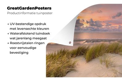 Gartenposter - 180x120 cm - Feuriger Sonnenuntergang über dem Strand von Nes auf Amel
