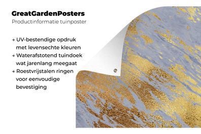 Gartenposter - 100x100 cm - Marmor - Gold - Blau (Gr. 100x100 cm)