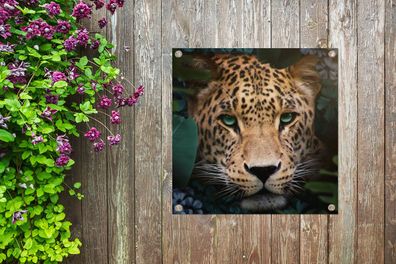 Gartenposter - 100x100 cm - Dschungel - Panther - Wilde Tiere (Gr. 100x100 cm)