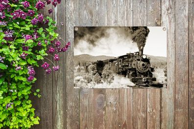 Gartenposter - 60x40 cm - Eine antike Dampflokomotive (Gr. 60x40 cm)
