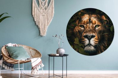 Runde Wandbilder - 120x120 cm - Löwe - Tiere - Dschungel (Gr. 120x120 cm)