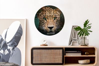 Runde Wandbilder - 60x60 cm - Dschungel - Panther - Wilde Tiere (Gr. 60x60 cm)