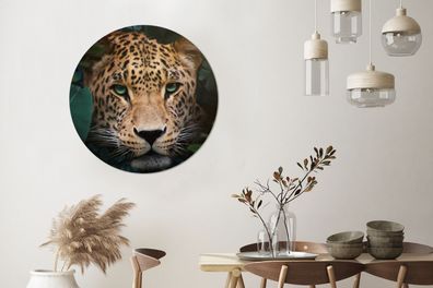 Runde Wandbilder - 90x90 cm - Dschungel - Panther - Wilde Tiere (Gr. 90x90 cm)