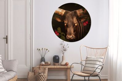 Runde Wandbilder - 140x140 cm - Tiere - Kuh - Dschungel (Gr. 140x140 cm)