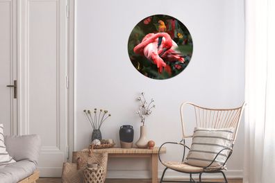 Runde Wandbilder - 60x60 cm - Flamingo - Tiere - Dschungel (Gr. 60x60 cm)