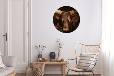 Runde Wandbilder - 60x60 cm - Tiere - Kuh - Dschungel (Gr. 60x60 cm)