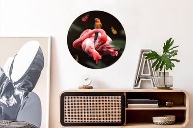 Runde Wandbilder - 60x60 cm - Flamingo - Tiere - Natur (Gr. 60x60 cm)