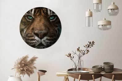 Runde Wandbilder - 90x90 cm - Dschungel - Tiger - Wilde Tiere (Gr. 90x90 cm)