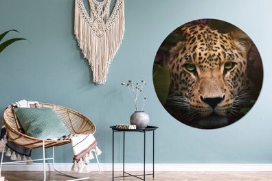 Runde Wandbilder - 140x140 cm - Tiere - Panther - Dschungel (Gr. 140x140 cm)