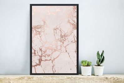 Poster - 40x60 cm - Marmor - Rosa - Rose Gold (Gr. 40x60 cm)