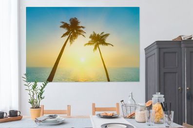 Leinwandbilder - 150x100 cm - Strand - Sonnenuntergang - Palmen (Gr. 150x100 cm)