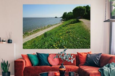 Leinwandbilder - 150x100 cm - Ostsee - Deich - Skandinavien (Gr. 150x100 cm)