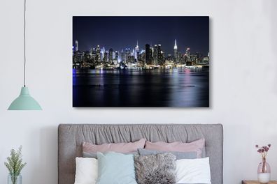 Leinwandbilder - 150x100 cm - New York - Sternenhimmel - Empire State Building