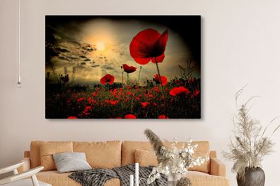 Leinwandbilder - 150x100 cm - Mohnblumen am Abend (Gr. 150x100 cm)