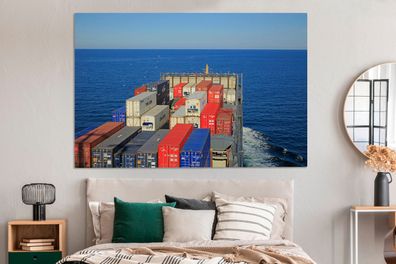 Leinwandbilder - 150x100 cm - Ostsee - Containerschiff - Boot (Gr. 150x100 cm)