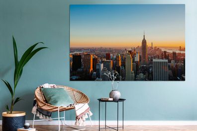Leinwandbilder - 150x100 cm - New York - Skyline - Sonnenuntergang (Gr. 150x100 cm)