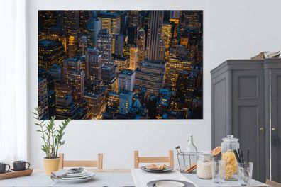 Leinwandbilder - 150x100 cm - New York - Manhattan - Nacht (Gr. 150x100 cm)