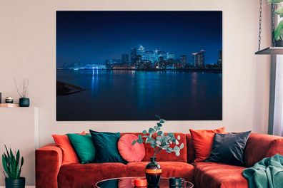 Leinwandbilder - 150x100 cm - Die Skyline von London bei Nacht (Gr. 150x100 cm)