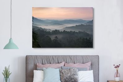Leinwandbilder - 150x100 cm - Wald - Sonne - Nebel (Gr. 150x100 cm)
