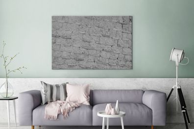 Leinwandbilder - 140x90 cm - Mauer - Felsen - Schwarz - Weiß (Gr. 140x90 cm)