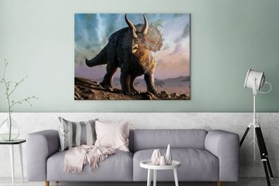 Leinwandbilder - 120x90 cm - Dino - Geschichte - Triceratops (Gr. 120x90 cm)