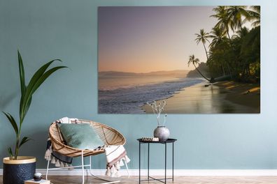 Leinwandbilder - 150x100 cm - Strand - Sonnenuntergang - Tropisch (Gr. 150x100 cm)