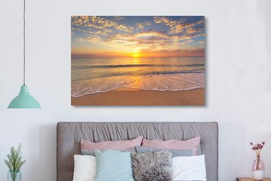 Leinwandbilder - 150x100 cm - Strand - Sonnenuntergang - Meer (Gr. 150x100 cm)