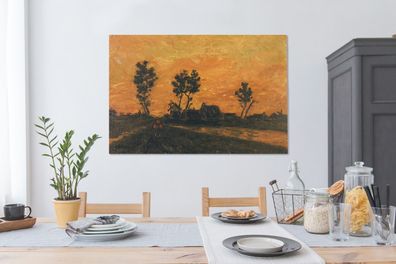 Leinwandbilder - 120x80 cm - Landschaft bei Sonnenuntergang - Vincent van Gogh