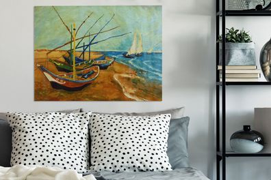 Leinwandbilder - 80x60 cm - Fischerboote am Strand - Vincent van Gogh (Gr. 80x60 cm)