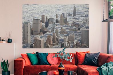 Leinwandbilder - 150x100 cm - New York - Nebel - Manhattan (Gr. 150x100 cm)