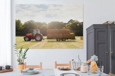 Leinwandbilder - 150x100 cm - Traktor - Anhänger - Heu (Gr. 150x100 cm)
